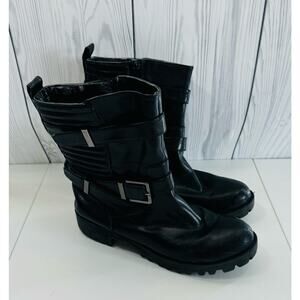 Moto Buckle Boot Nine West Mid Calf Lug Sole size 8.5